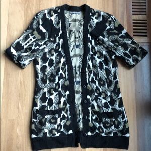 Gently used army green cheetah print cardigan
